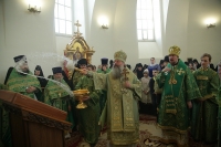 Митрополит Кирилл и епископ Алексий совершили Божественную литургию в Свято-Симеоновском подворье Ново-Тихвинского монастыря в селе Меркушино