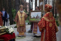 Святейший патриарх Кирилл освятил храм в честь Феодоровской иконы Божией Матери в монастыре Новомучеников и исповедников Церкви Русской в Алапаевске